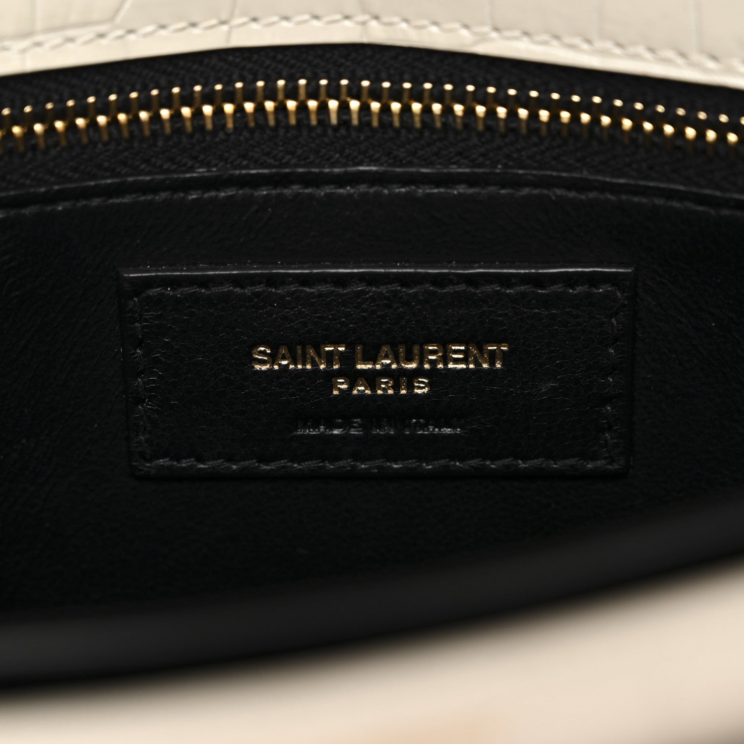 Saint Laurent Calfskin Crocodile Embossed Monogram Cassandra Clasp Bag Crema Soft 6 of 11