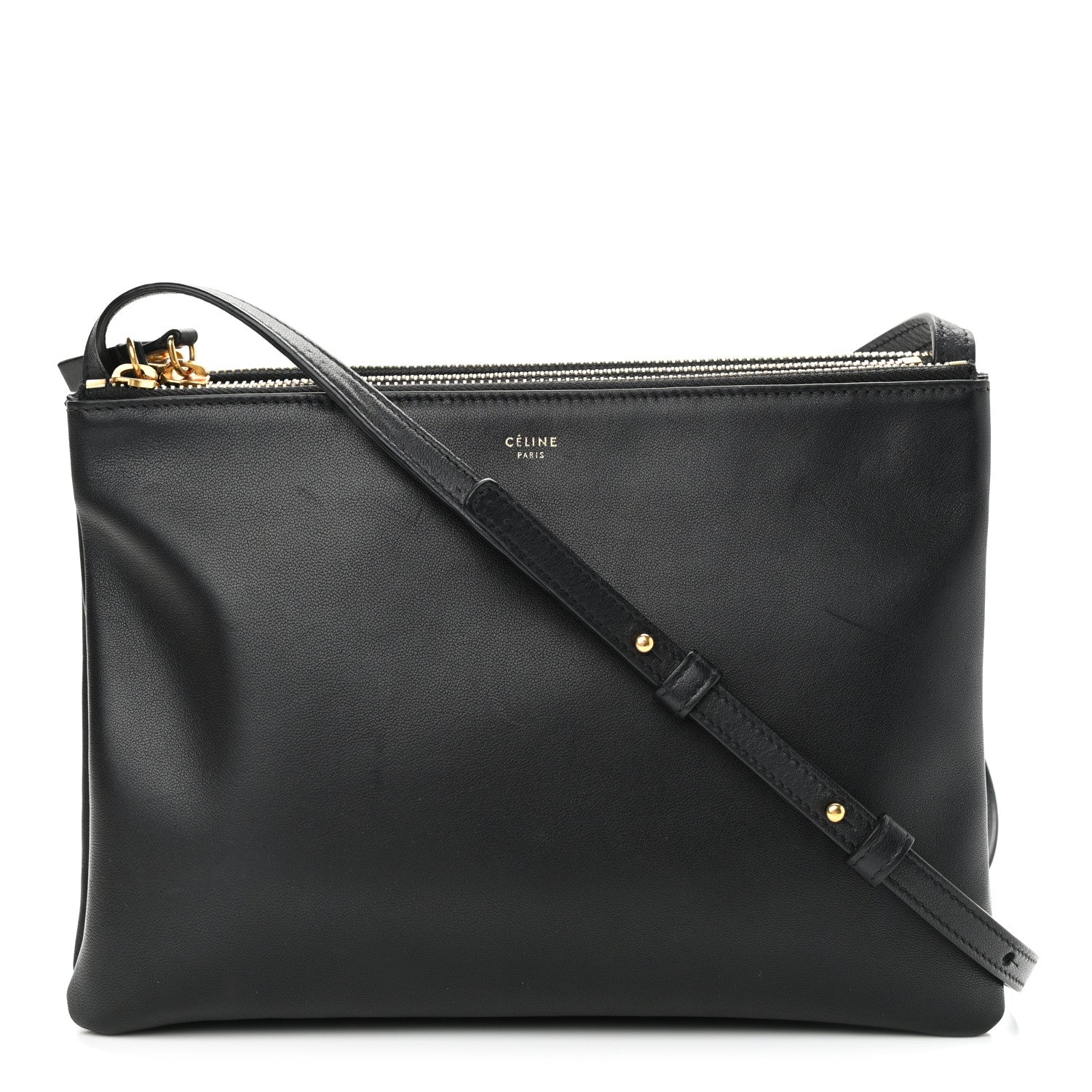 Celine Lambskin Large Trio Crossbody Bag Black 1 of 11