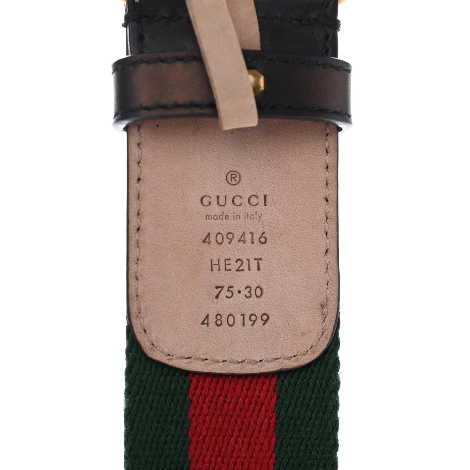 Gucci Nylon Calfskin Double G Web 40mm Belt 75 30 Green Red Black 3 of 4