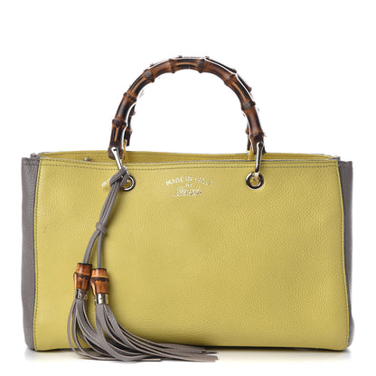 Gucci Pebbled Calfskin Medium Bamboo Shopper Tote Citrus Grey 1 of 13