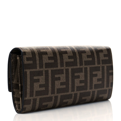 Fendi Glazed Fabric Vitello Liberty FF 1974 Logo Hairdo Girls Inlay Continental Wallet Mogano Panna Multicolor 2 of 8