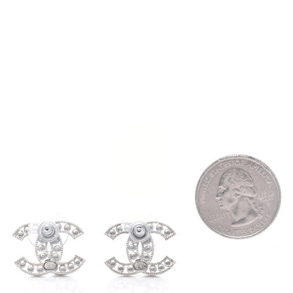 Chanel Crystal CC Earrings Silver 2 of 4