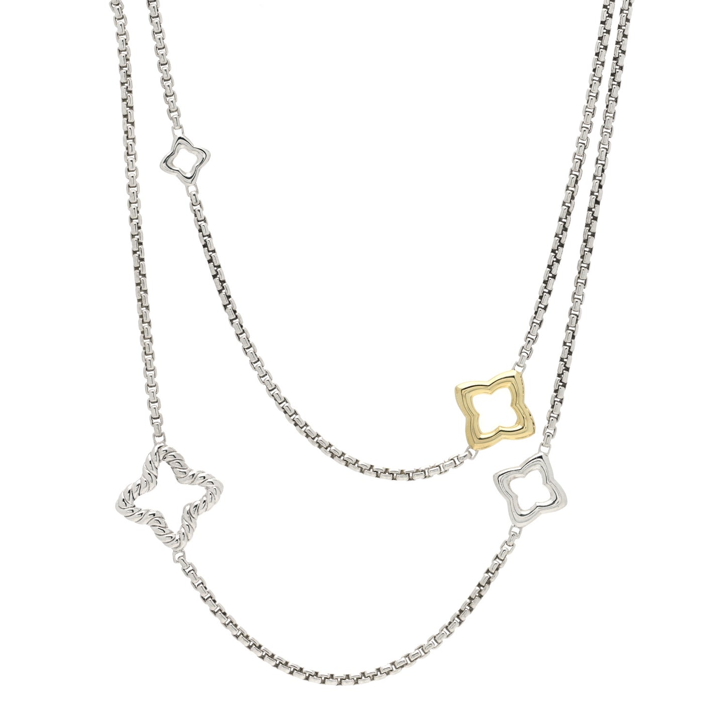 Sterling Silver 18K Yellow Gold Quatrefoil Necklace