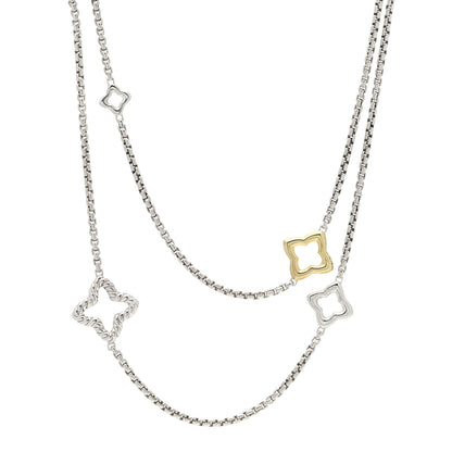 David Yurman Sterling Silver 18K Yellow Gold Quatrefoil Necklace 1 of 7