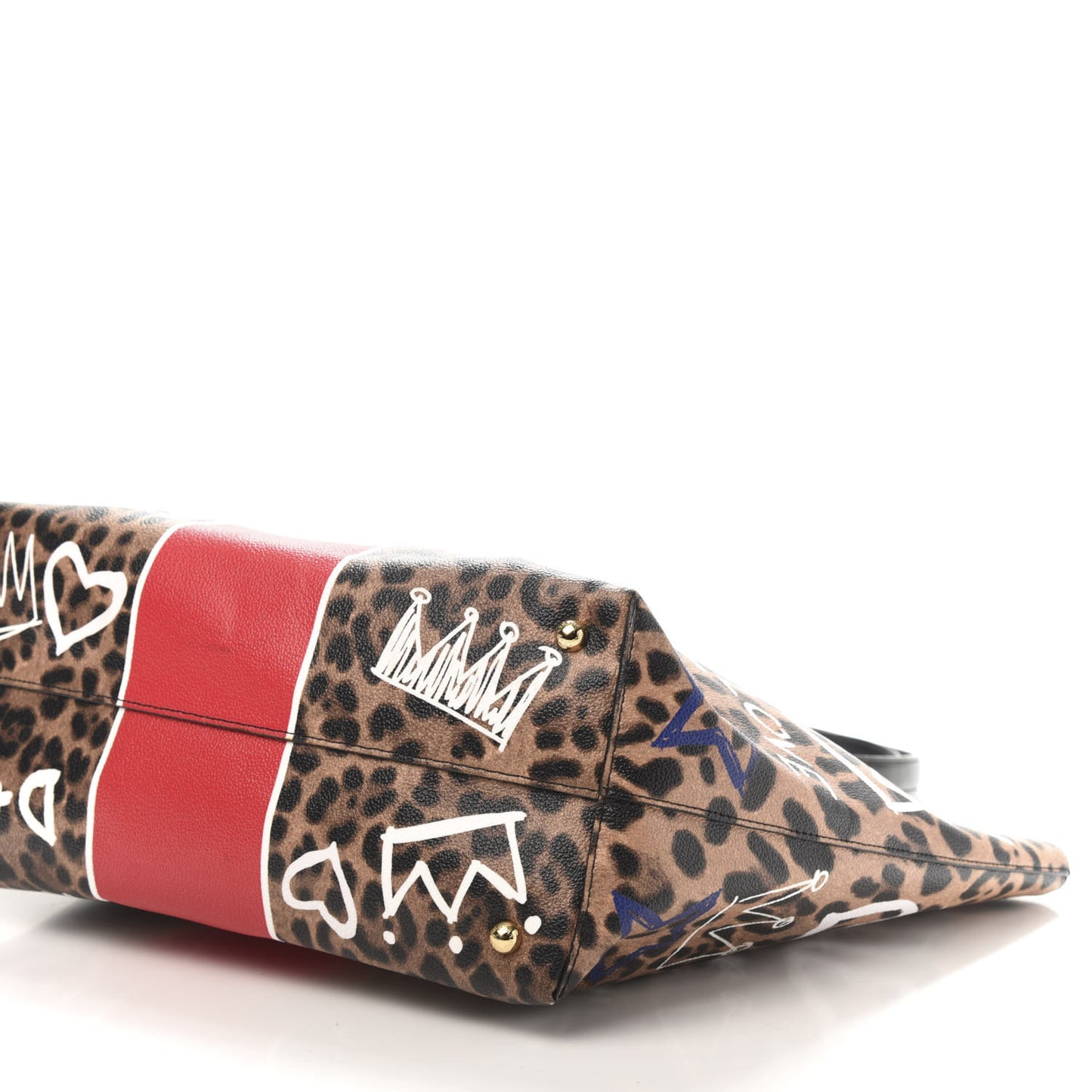 Calfskin Leopard Graffiti Print Beatrice Tote Black