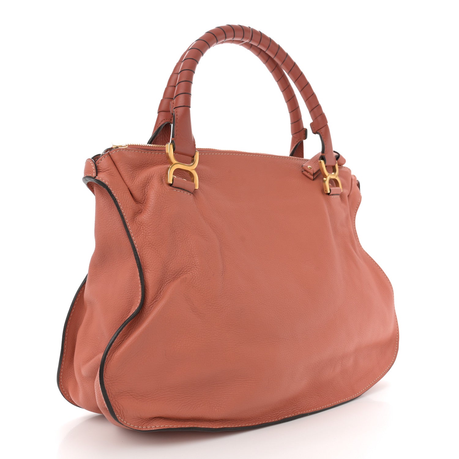 Chloe Calfskin Large Marcie Satchel Coral 3 of 12