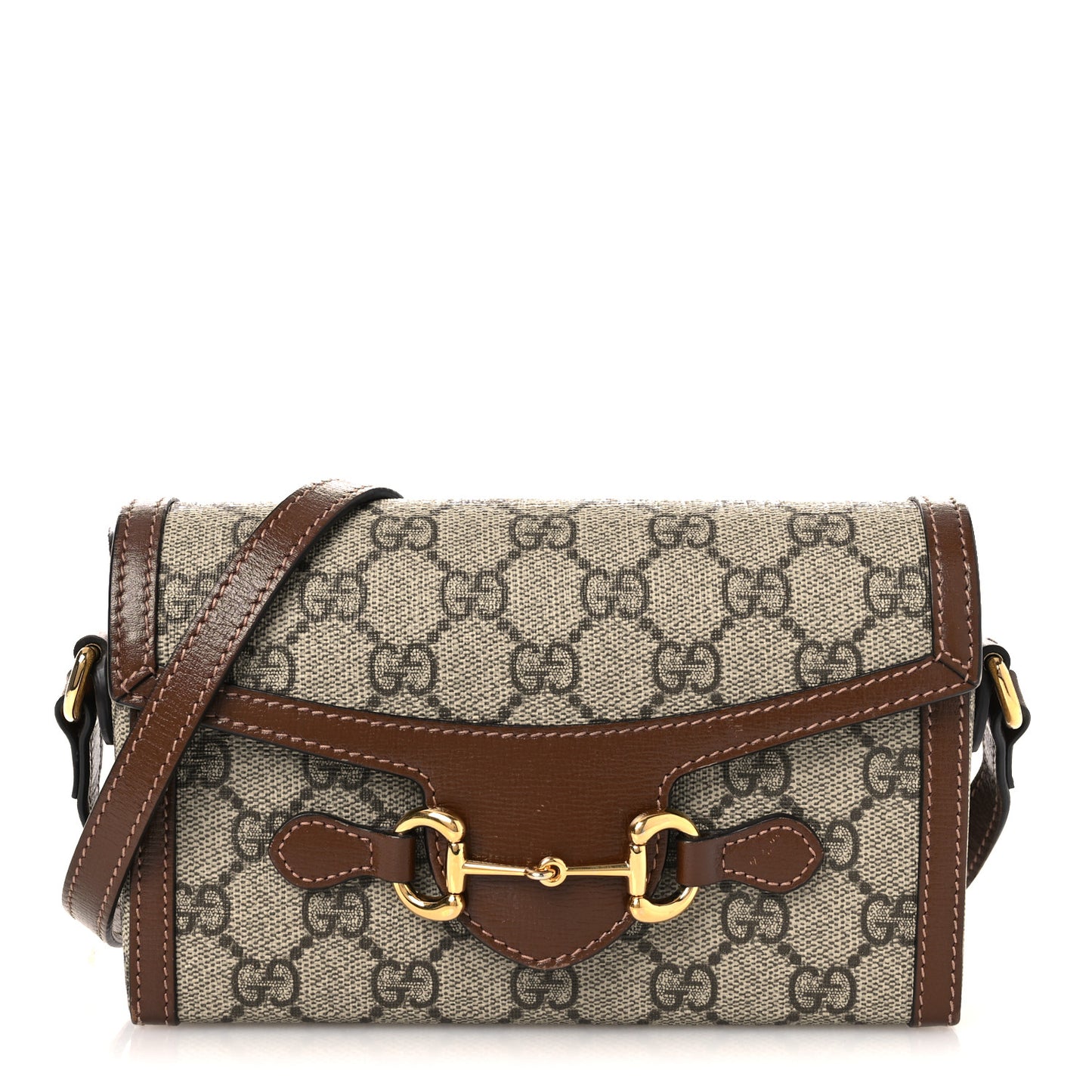 GG Supreme Monogram Mini Horsebit 1955 Shoulder Bag Beige Brown Sugar