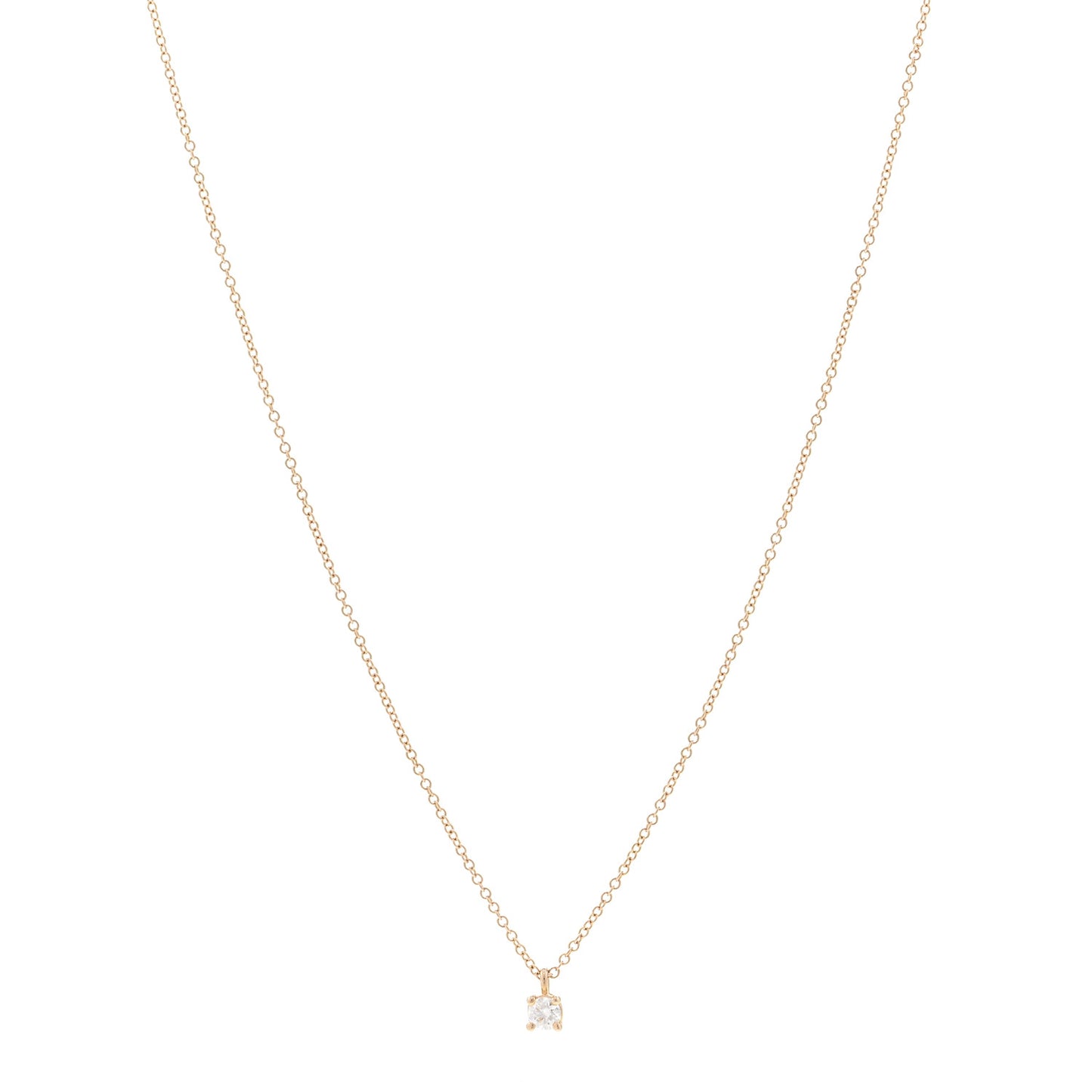 18K Rose Gold Diamond .12ct Solitaire Pendant Necklace