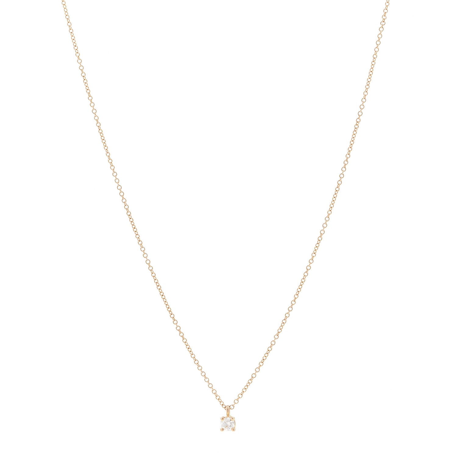 Tiffany 18K Rose Gold Diamond .12ct Solitaire Pendant Necklace 1 of 5