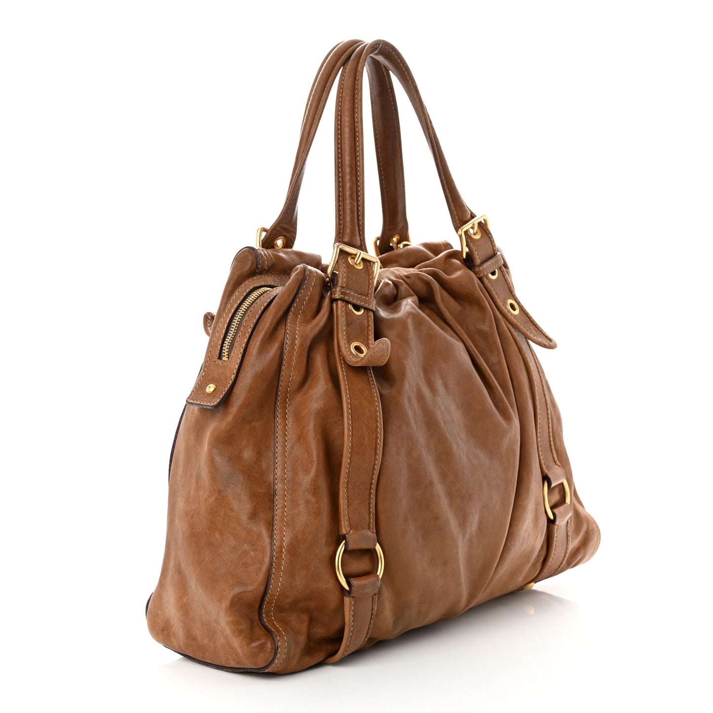 Nappa Frame Shopping Tote Cammello