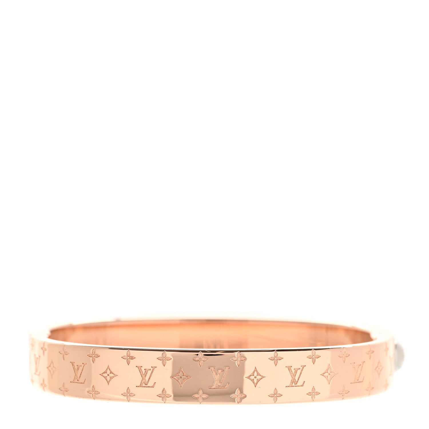 Louis Vuitton Brass Monogram Nanogram Cuff M Pink Gold 3 of 6