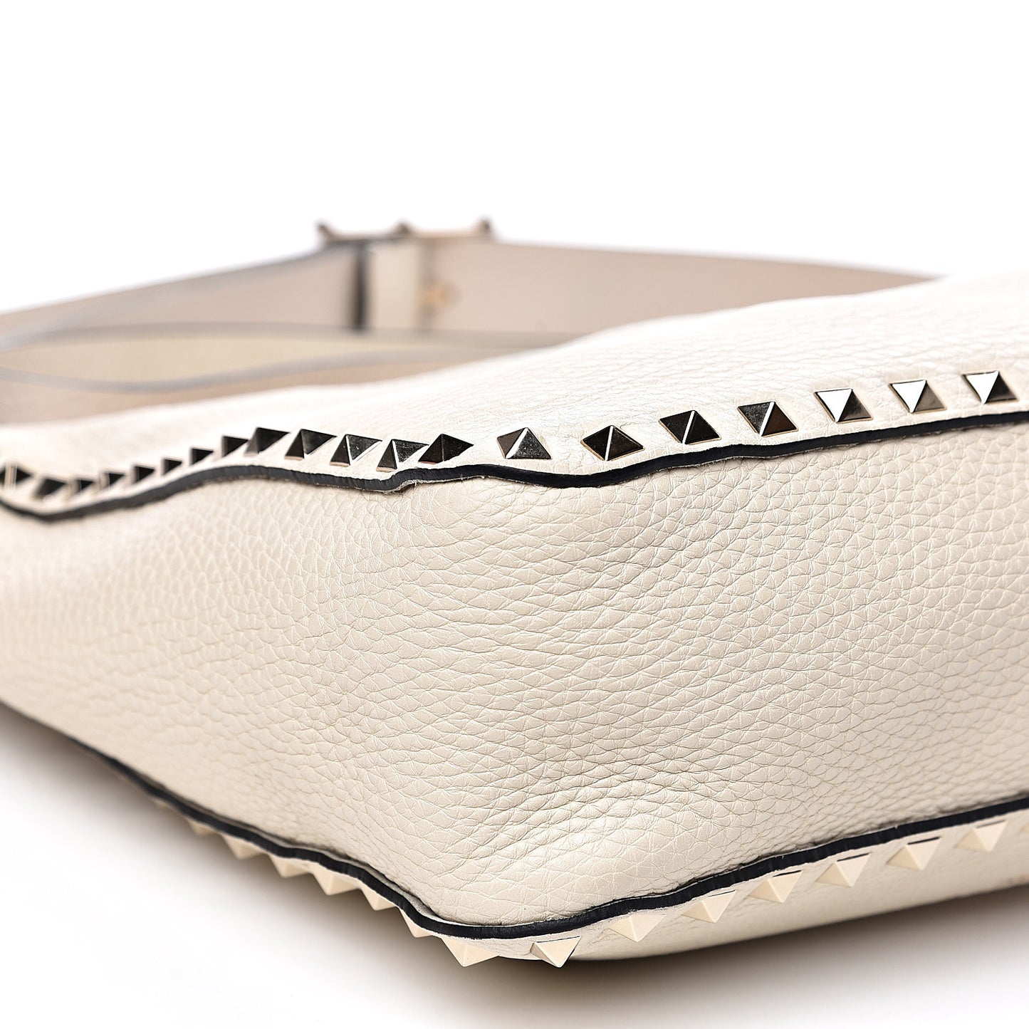 Pebbled Calfskin Small Rockstud Flip-Lock Messenger Bag Light Ivory