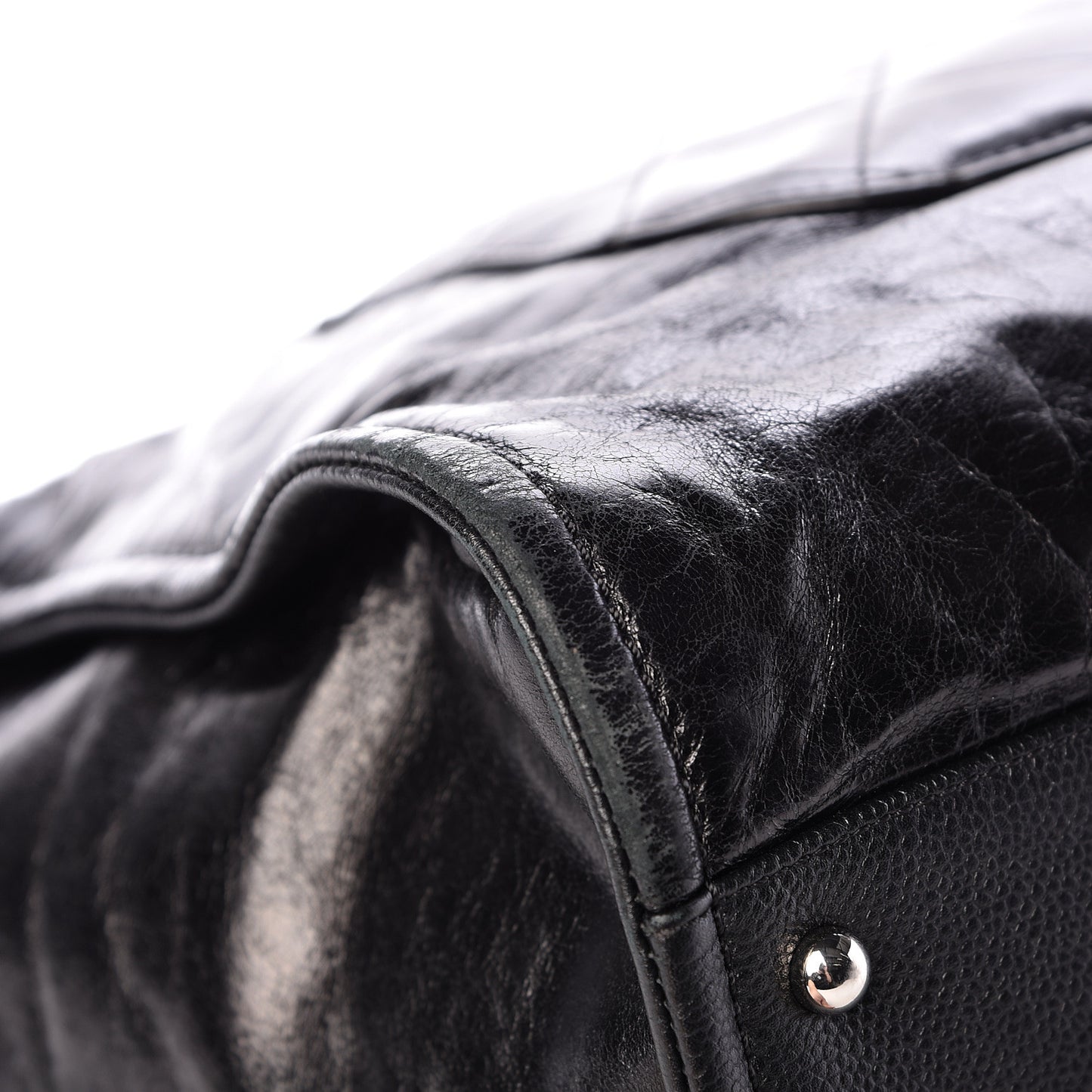 Glazed Calfskin Large Deauville Tote Black