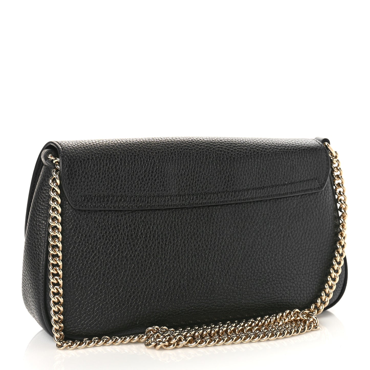 Pebbled Calfskin Medium Soho Flap Crossbody Black