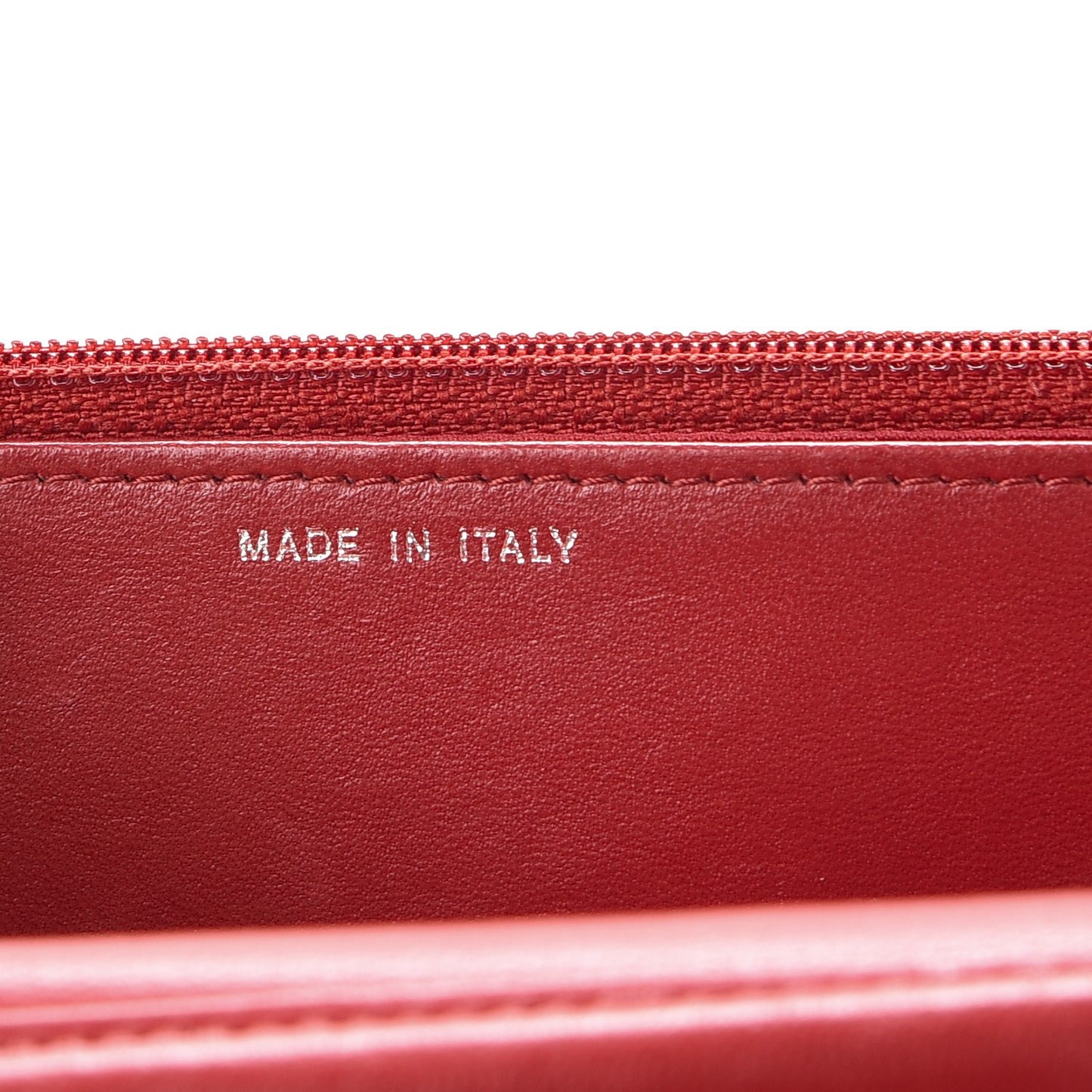 Lambskin Camellia Embossed Wallet On Chain WOC Dark Red
