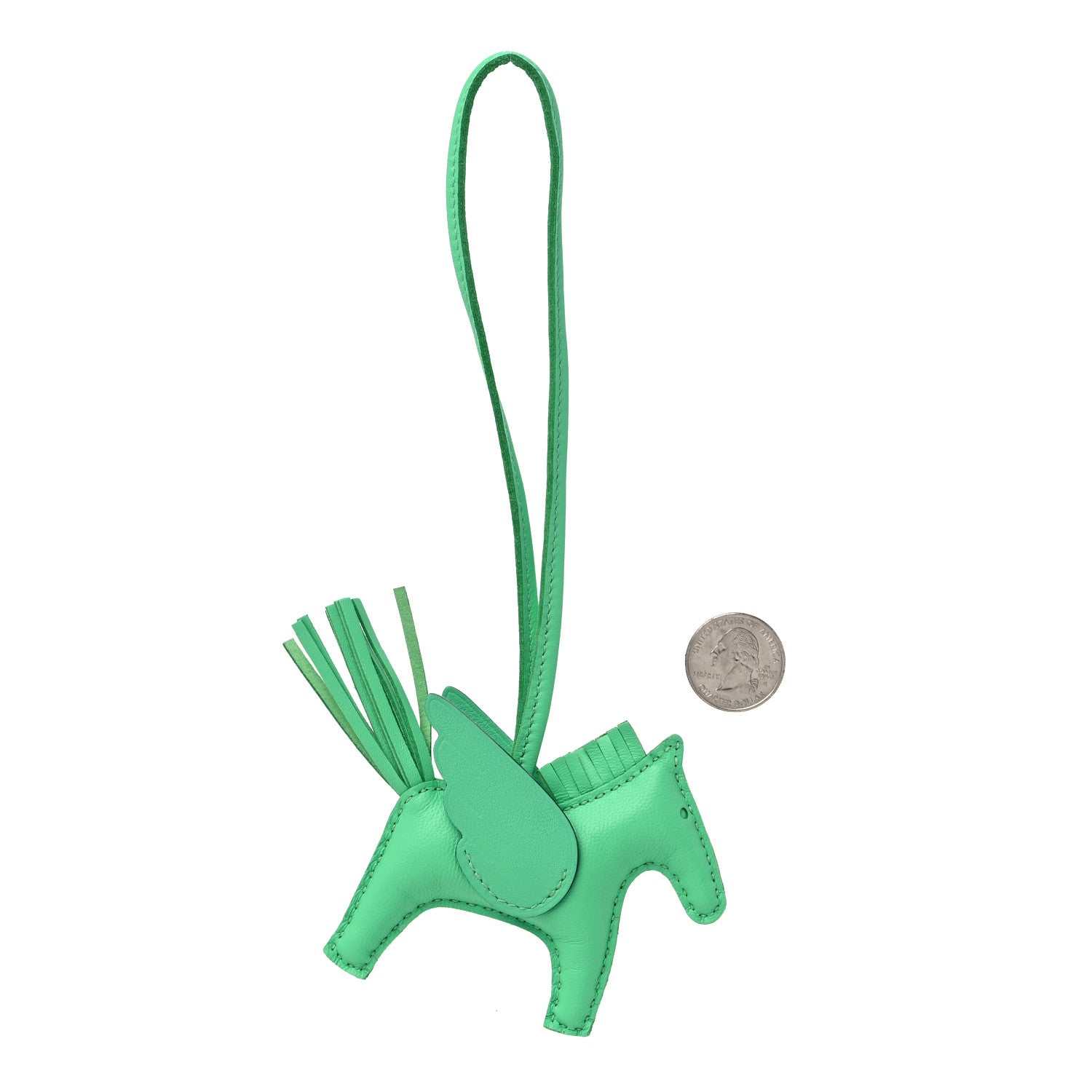 Hermes Milo Lambskin Grigri Rodeo Pegase Horse Bag Charm PM Vert Comics 2 of 5