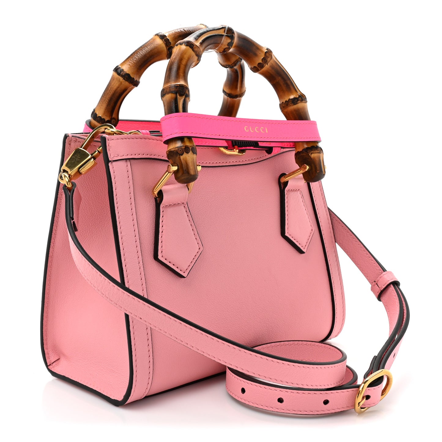 Wonka Grain Calfskin Mini Diana Tote Bag Wild Rose Fuxia Fluo