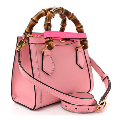 Gucci Wonka Grain Calfskin Mini Diana Tote Bag Wild Rose Fuxia Fluo 3 of 9