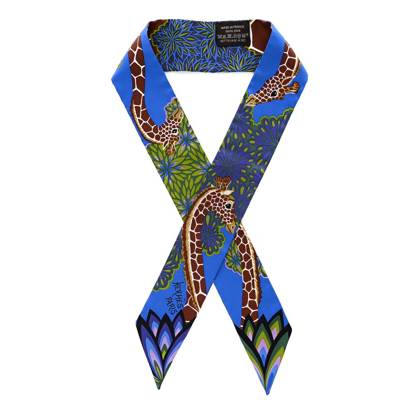 Silk The Three Graces Twilly Bleu Vert Marron