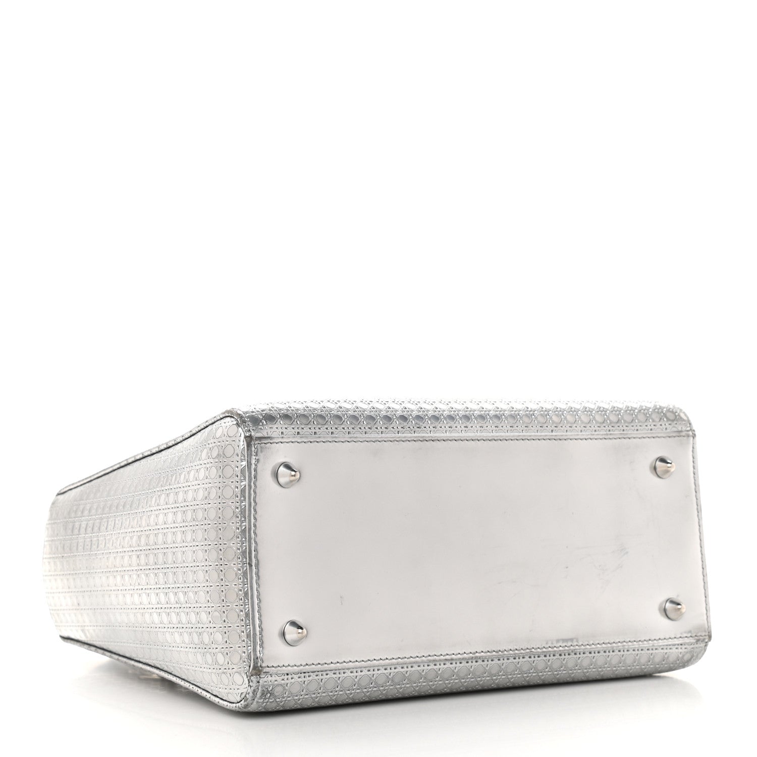 Christian Dior Metallic Patent Micro-Cannage Medium Lady Dior Silver 4 of 9