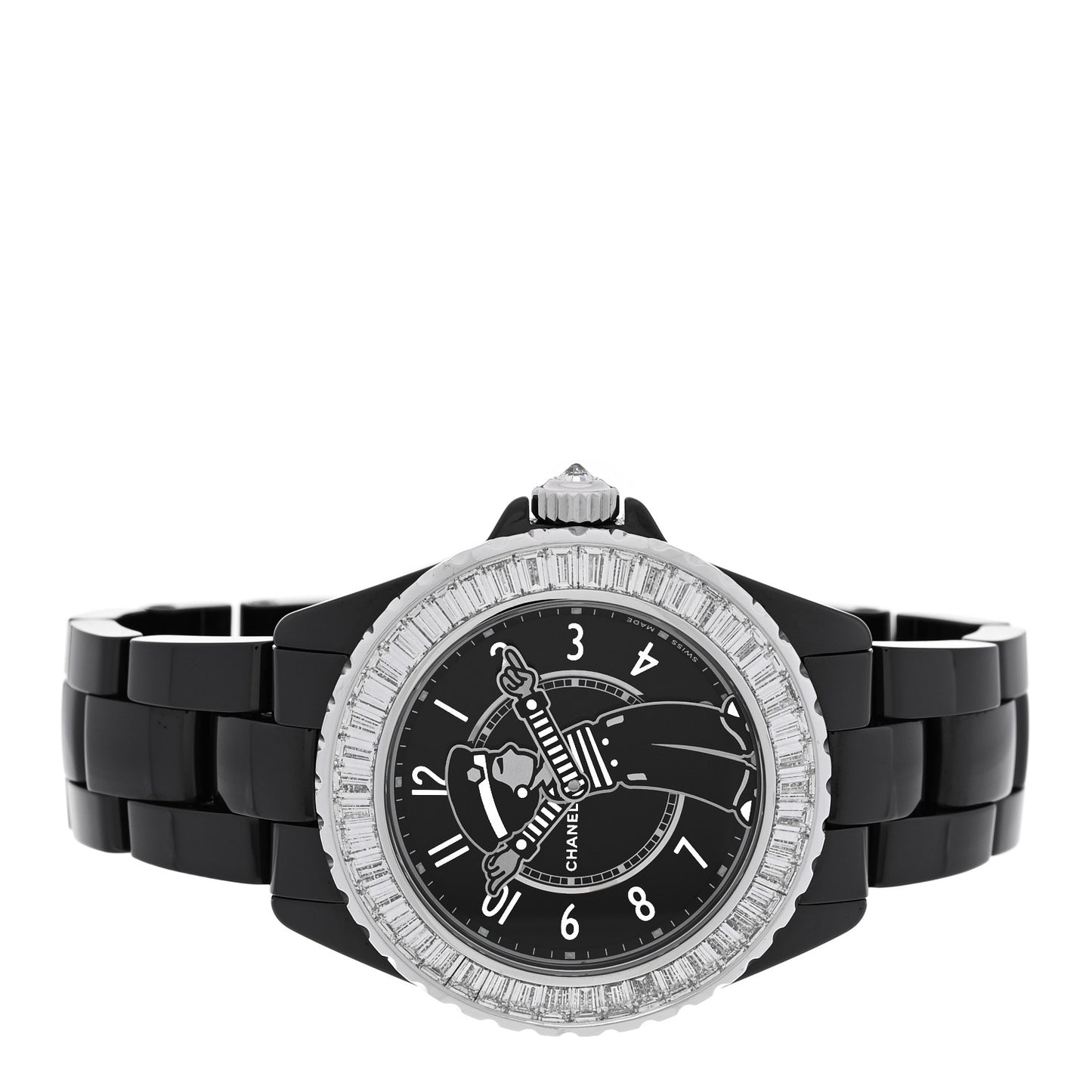 Stainless Steel Ceramic Diamond 38mm J12 Limited Edition Mademoiselle La Pausa Automatic Watch Black Black