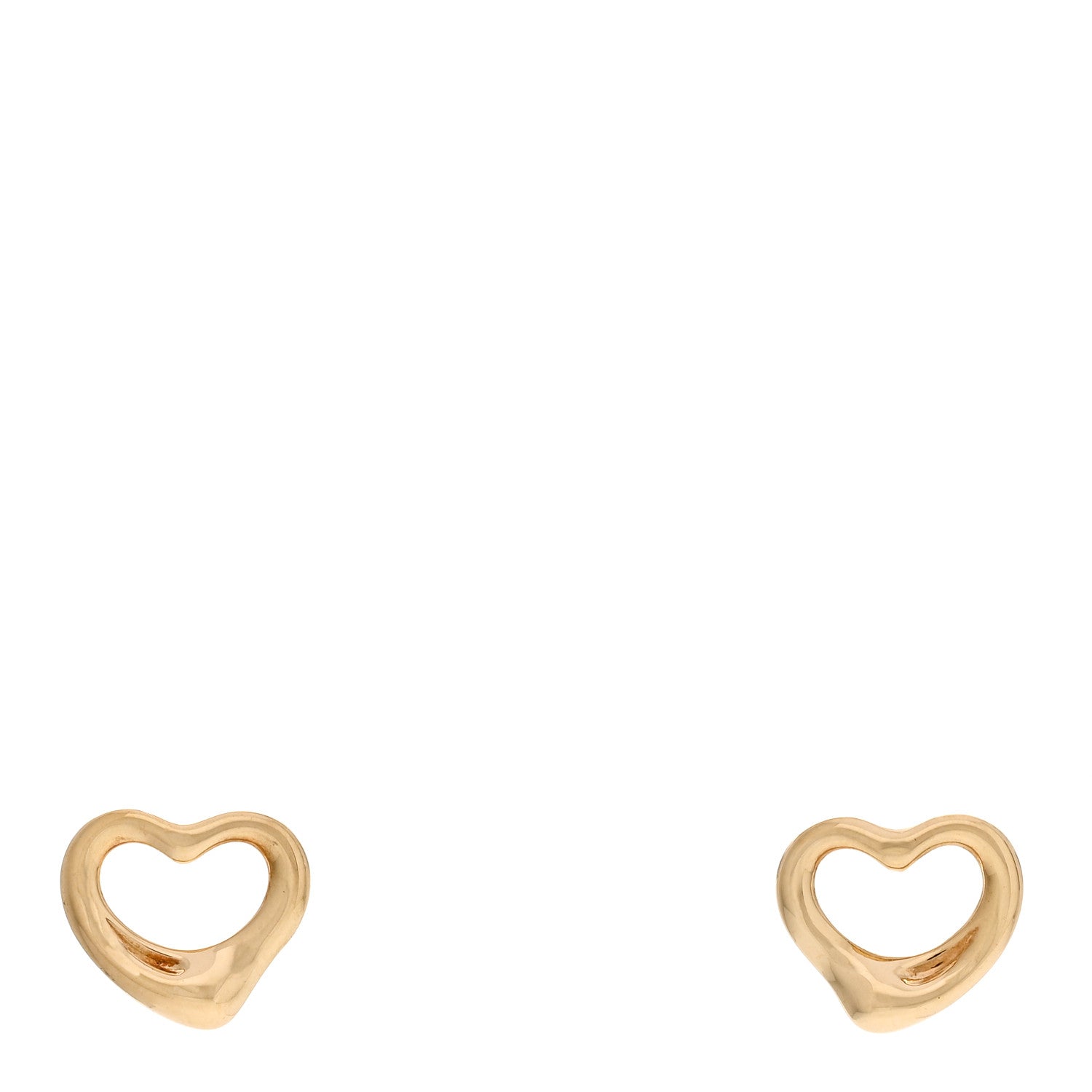 Tiffany 18K Yellow Gold 11mm Elsa Peretti Open Heart Earrings 1 of 4