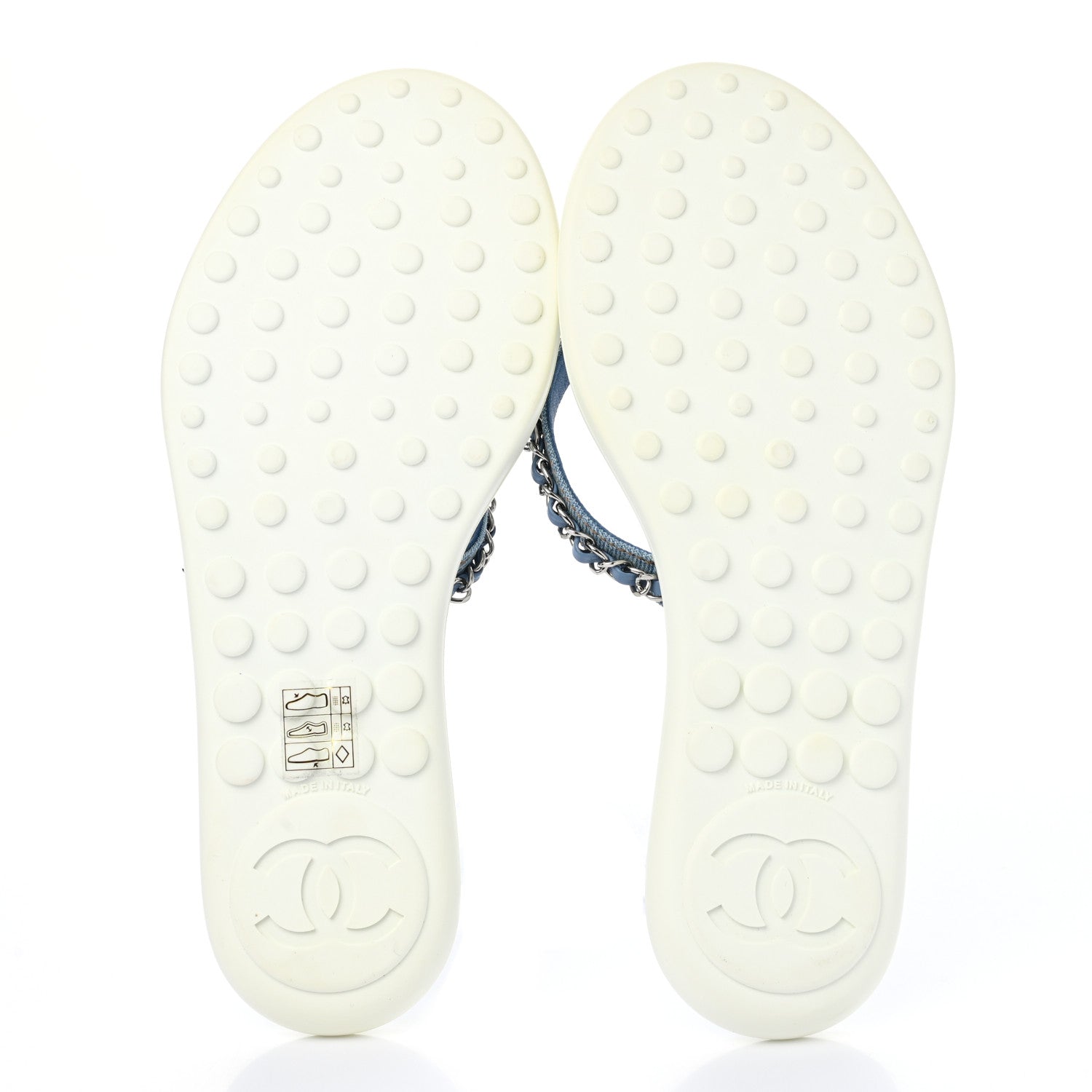 Chanel Denim CC Chain Thong Sandals 37 Blue 5 of 8