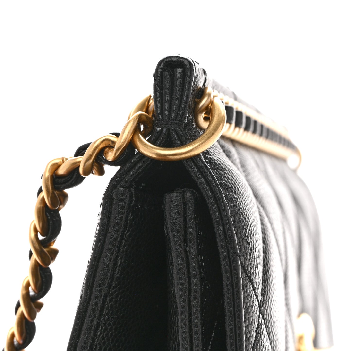 Caviar Quilted Small Chain Frame Flap Black