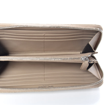 Saint Laurent Calfskin Matelasse Chevron Monogram Zip Around Wallet Dark Beige 5 of 7