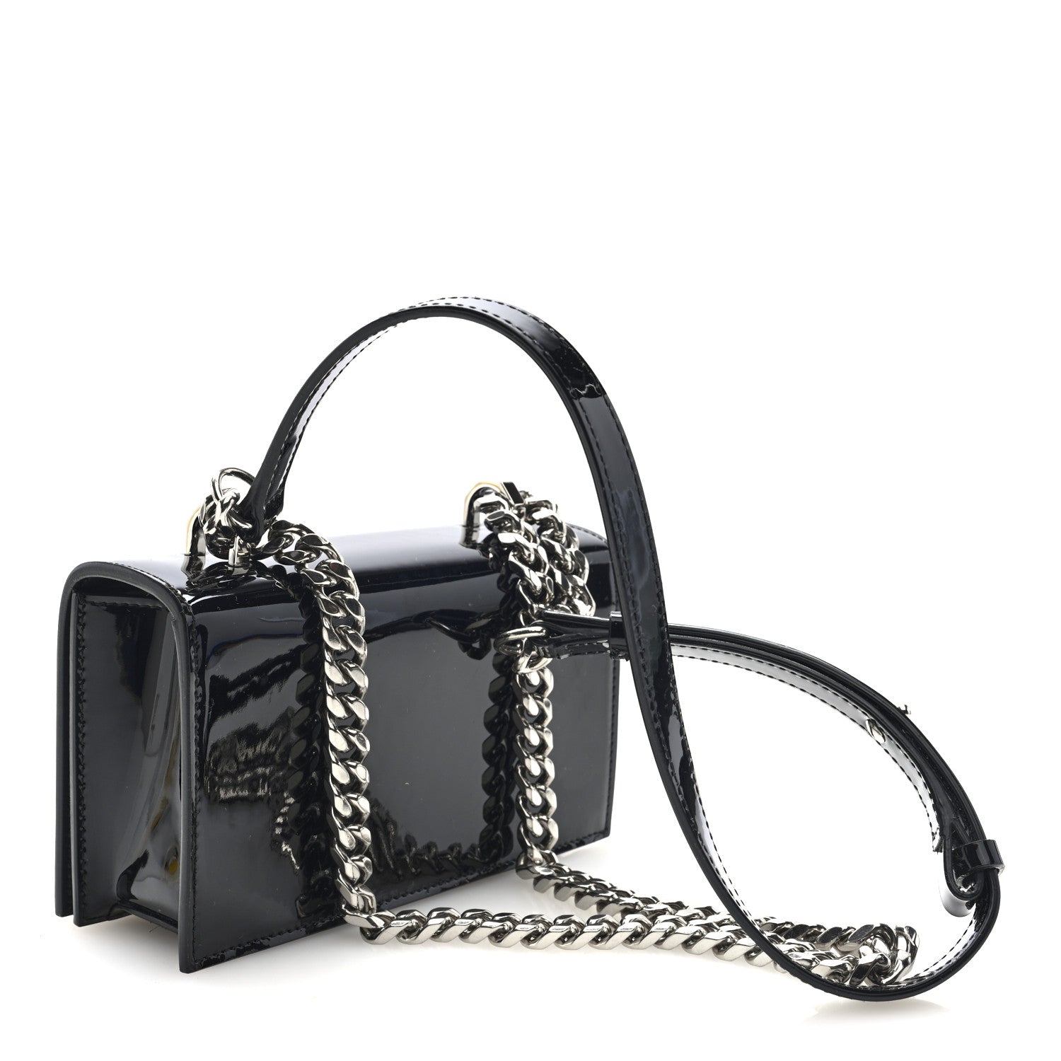 Alexander McQueen Patent Jeweled Satchel Black 3 of 10