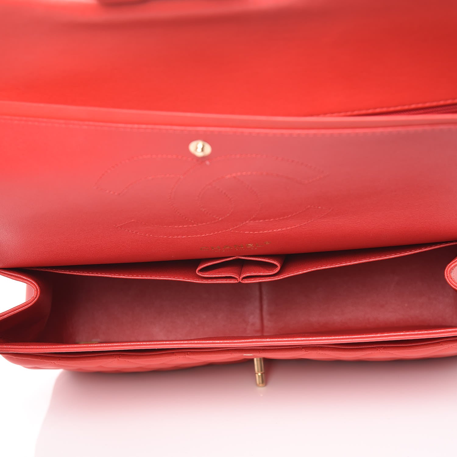 Chanel Lambskin Quilted Jumbo Double Flap Red 5 of 14
