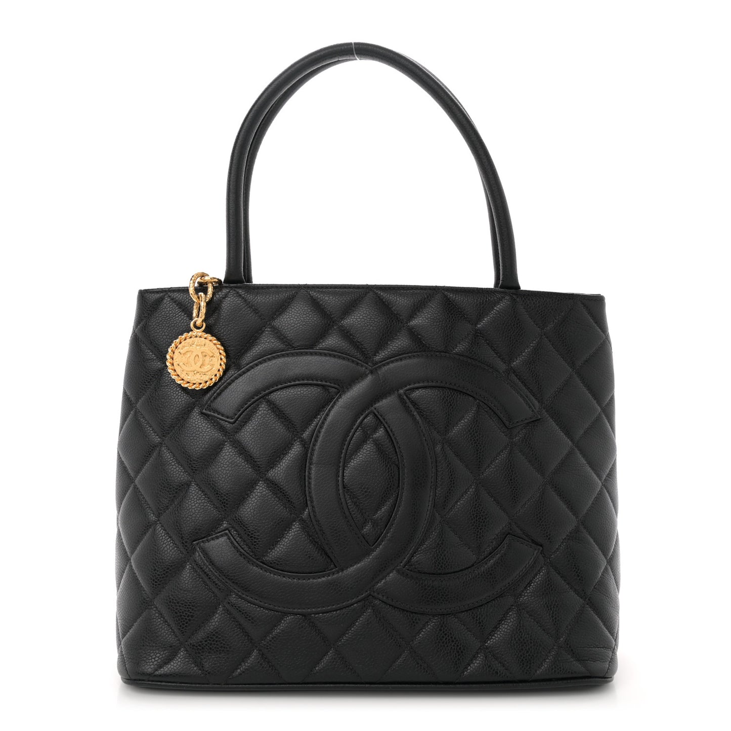 Caviar Quilted Medallion Tote Black