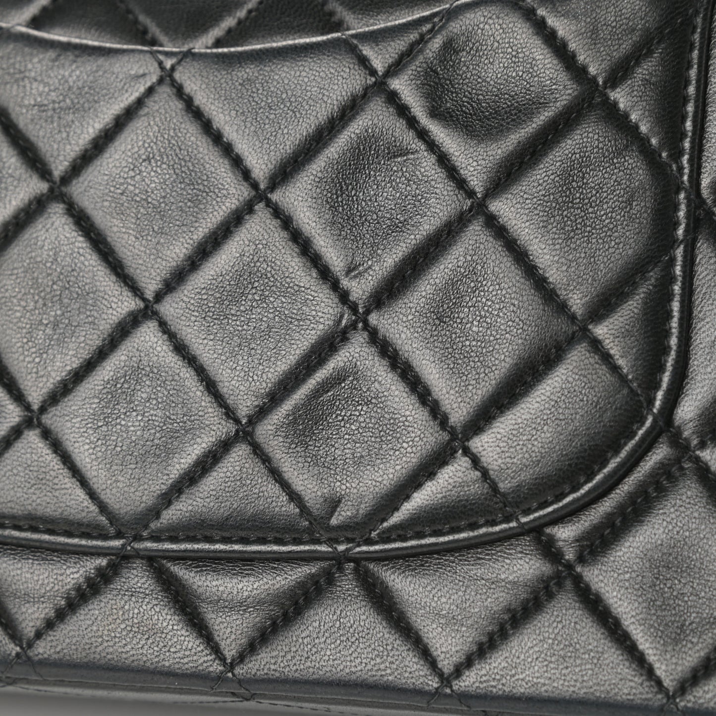 Lambskin Quilted Medium Double Flap Black