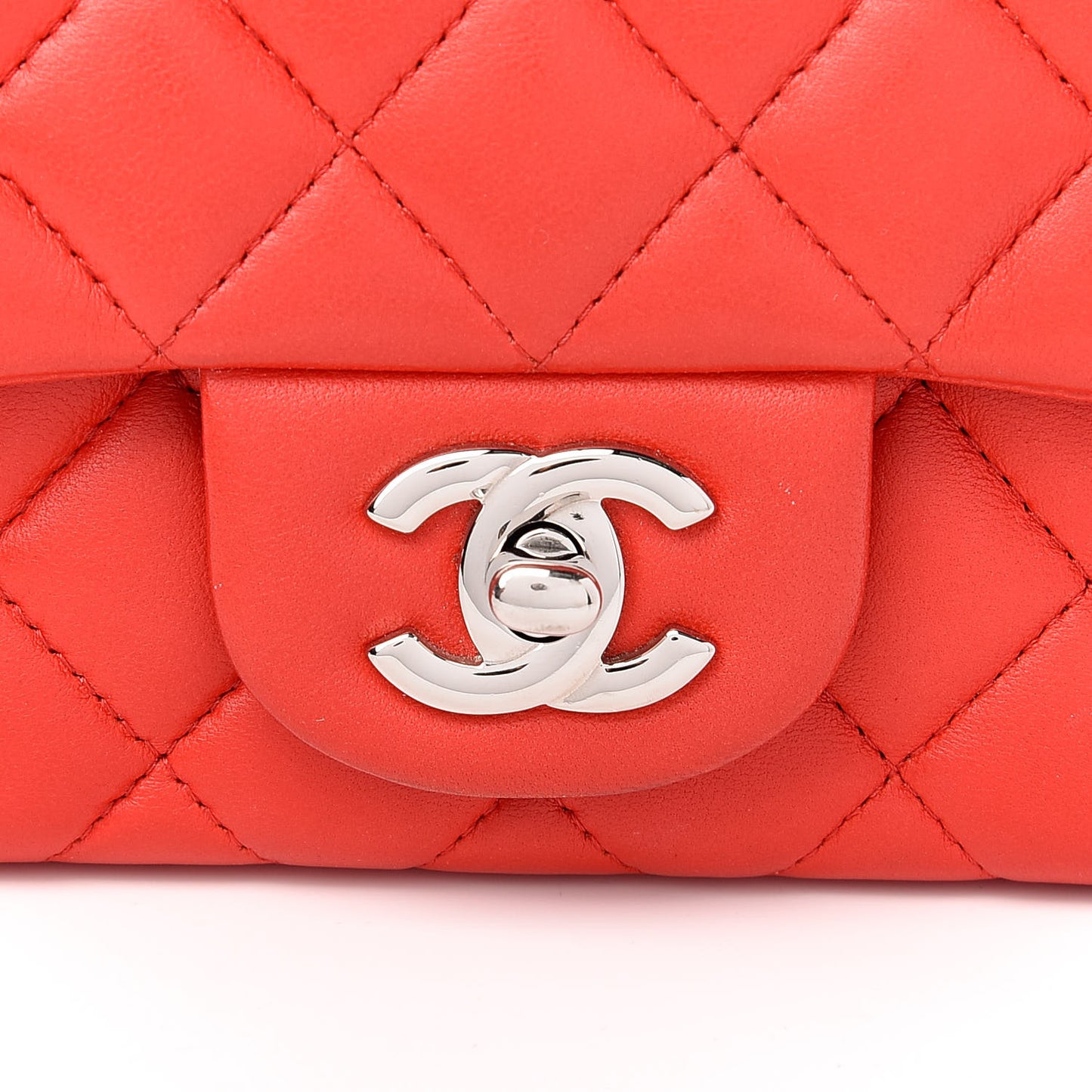 Lambskin Quilted Mini Square Flap Red