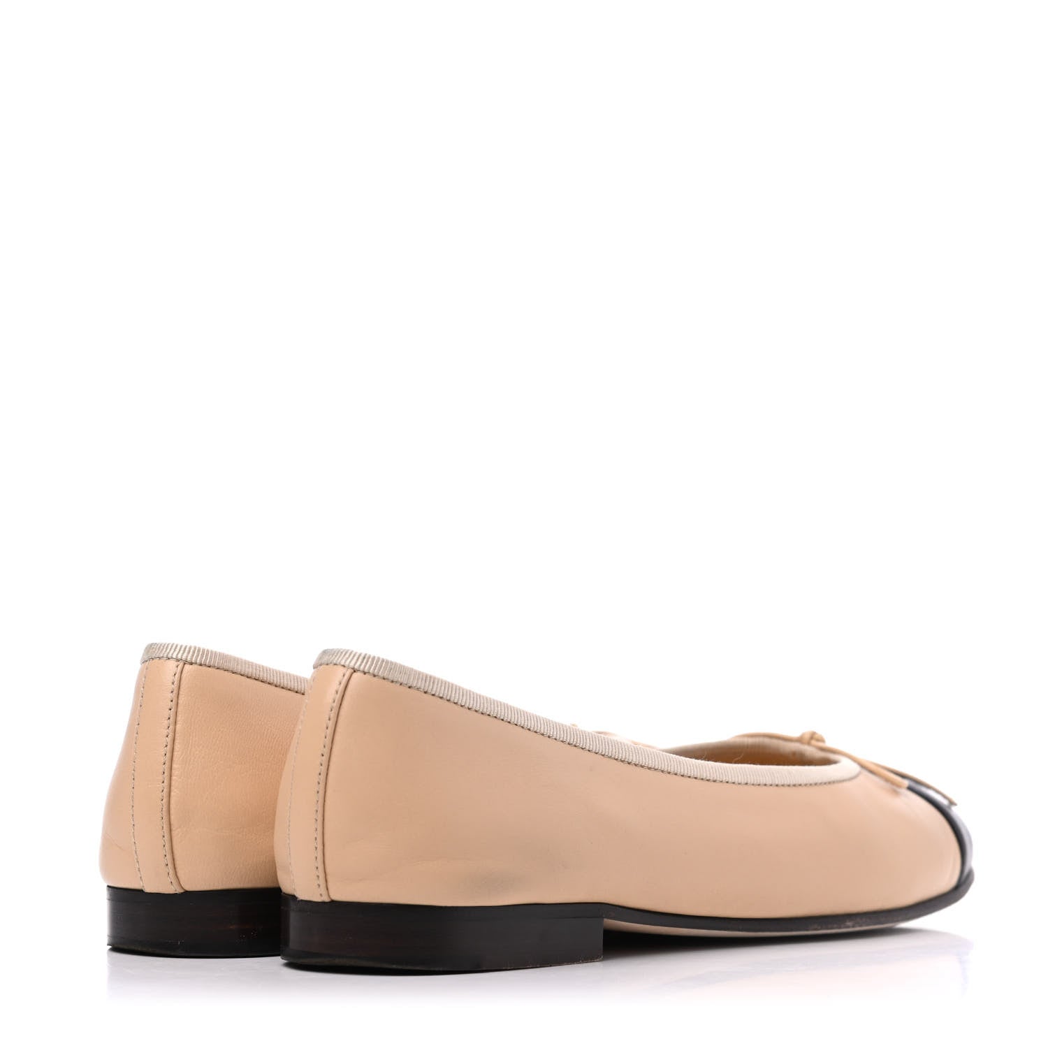 Chanel Lambskin Cap Toe CC Ballerina Flats 38 Beige Black 4 of 19