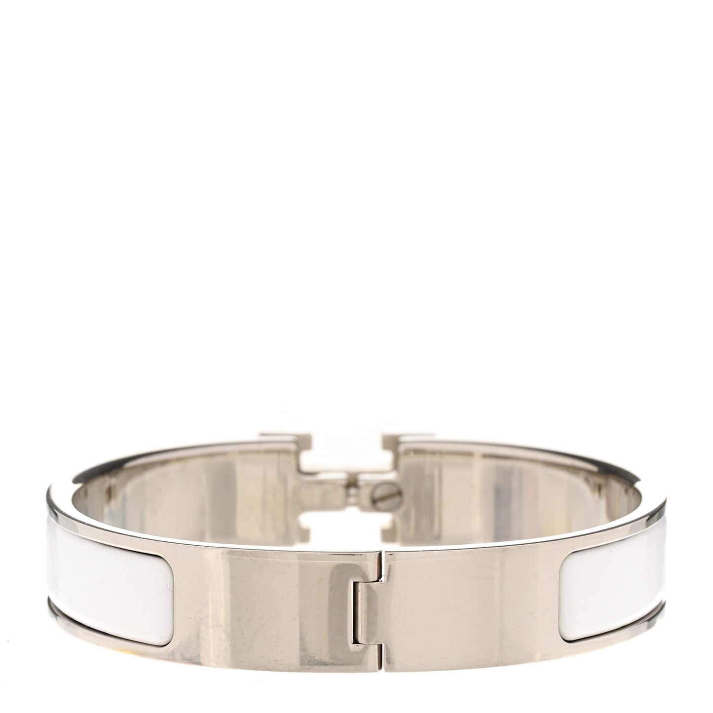 Enamel Narrow Clic Clac H Bracelet PM White