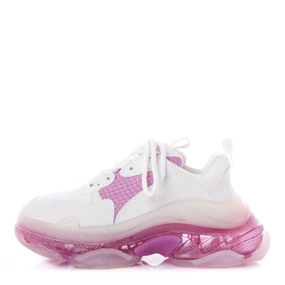 Balenciaga Fabric Mesh Clear Sole Womens Triple S Sneakers 35 White Pink 1 of 10