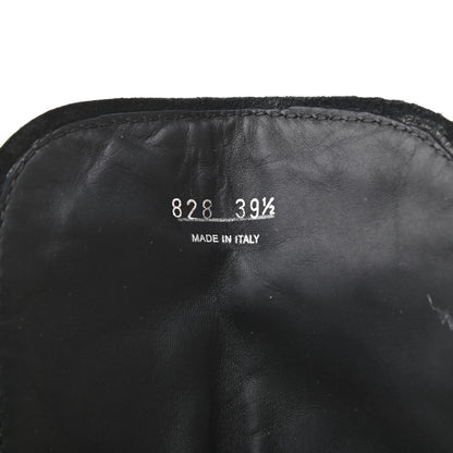 Prada Vitello Lux Nylon Metal Triangle Logo Monolith Pouch Pocket 55mm Tall Combat Boots 39.5 Black 8 of 12