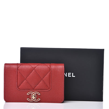 Chanel Caviar Quilted Vintage Mademoiselle Card Holder Red 8 of 8