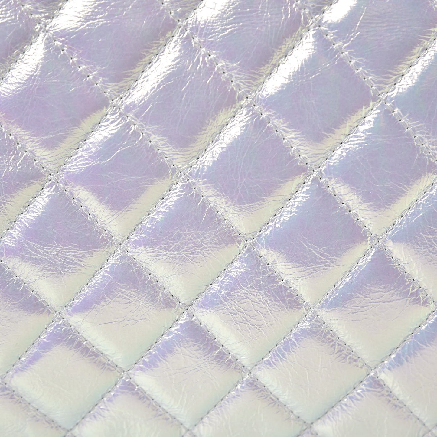 Iridescent Crumpled Calfskin CC Ripples Medium Cosmetic Case White