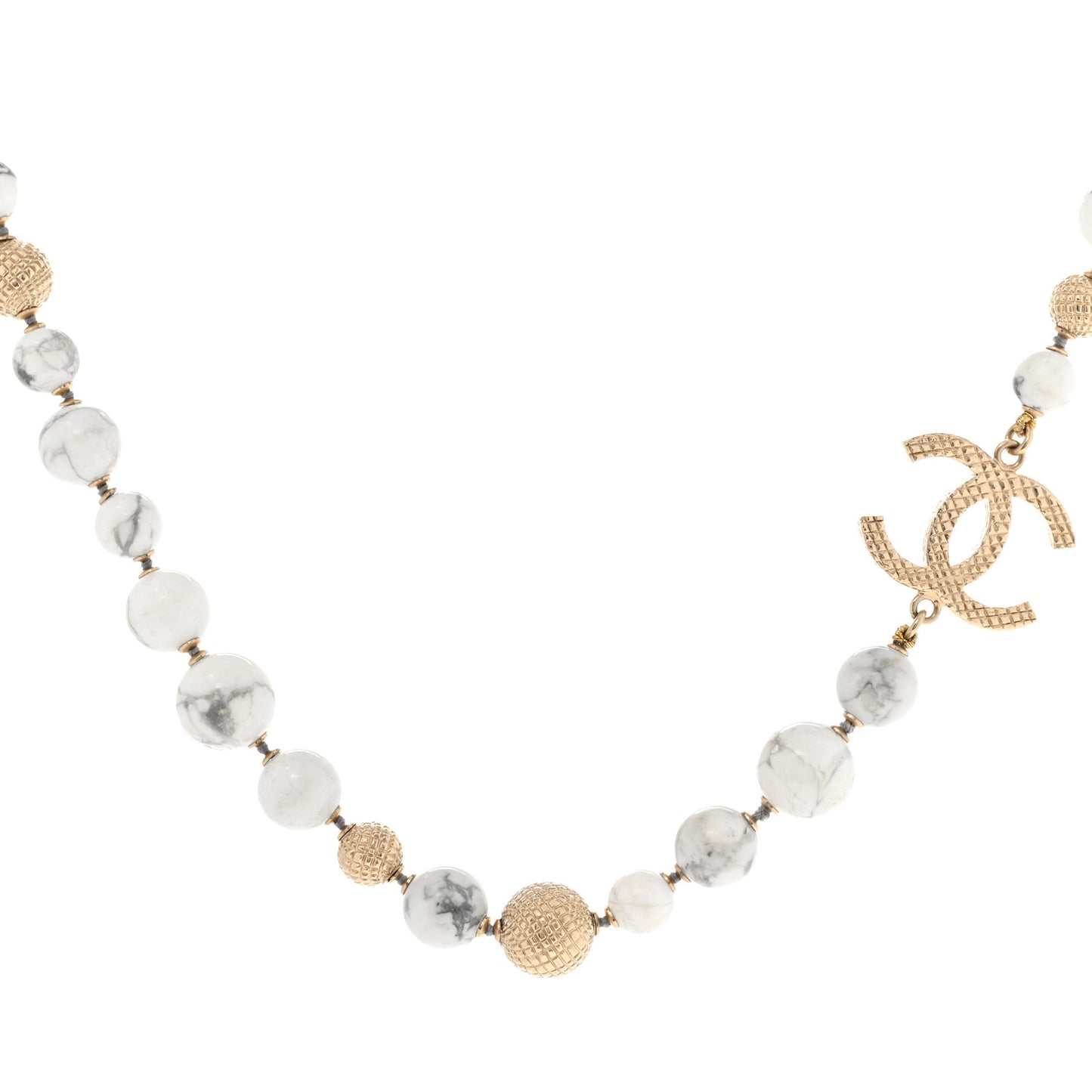 Marble Beaded CC Necklace Gold White