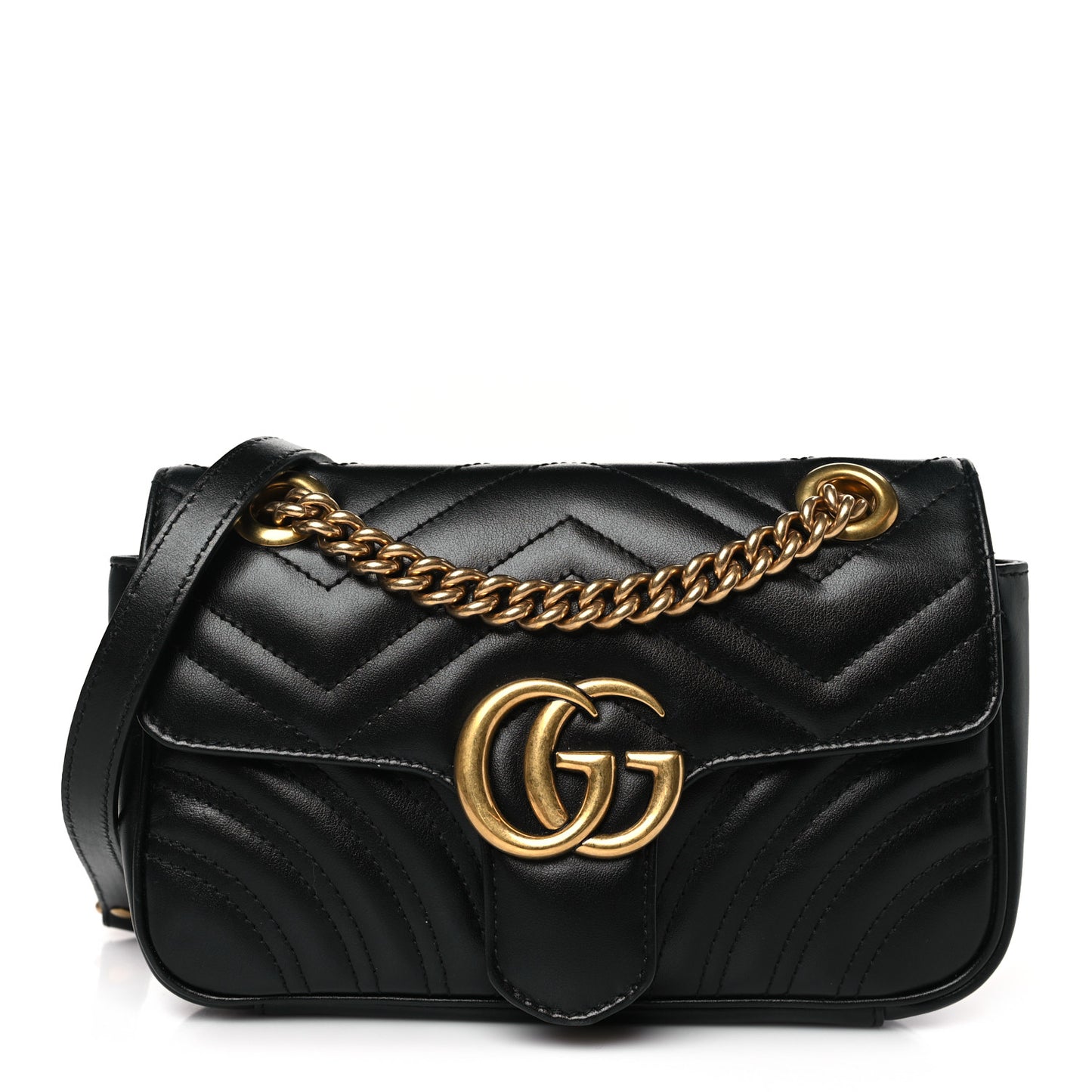 Calfskin Matelasse Mini GG Marmont Shoulder Bag Black