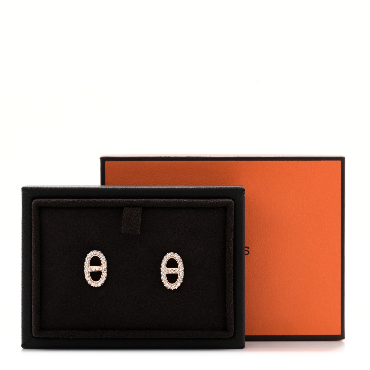Hermes 18K Rose Gold Diamond New Farandole Earrings 5 of 5