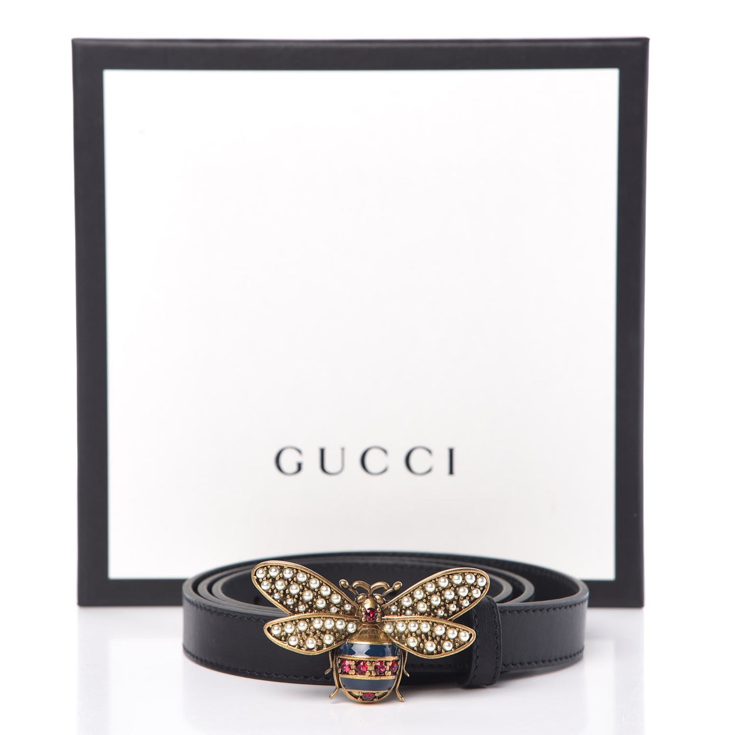 Calfskin Queen Margaret Bee Belt 90 36 Black