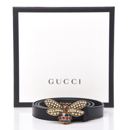 Gucci Calfskin Queen Margaret Bee Belt 90 36 Black 8 of 8