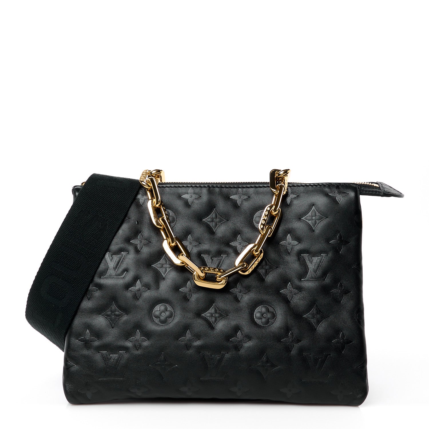Louis Vuitton Lambskin Embossed Monogram Coussin PM Black 1 of 11