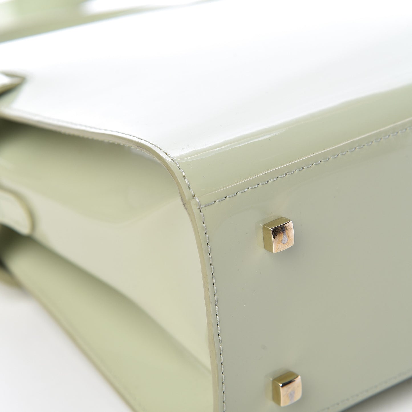Patent Calfskin MM Tempete Satchel Almond