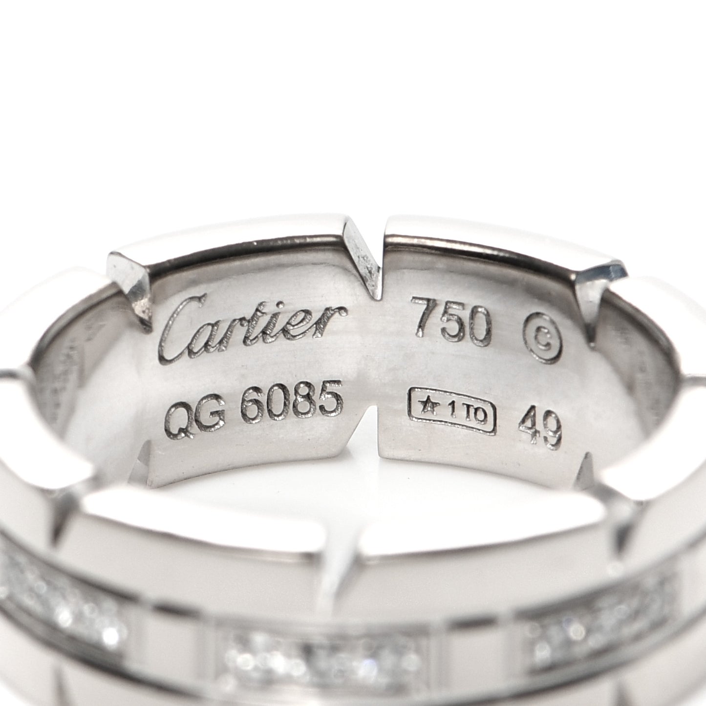 18K White Gold Diamond Tank Francaise Band Ring 46 3.75