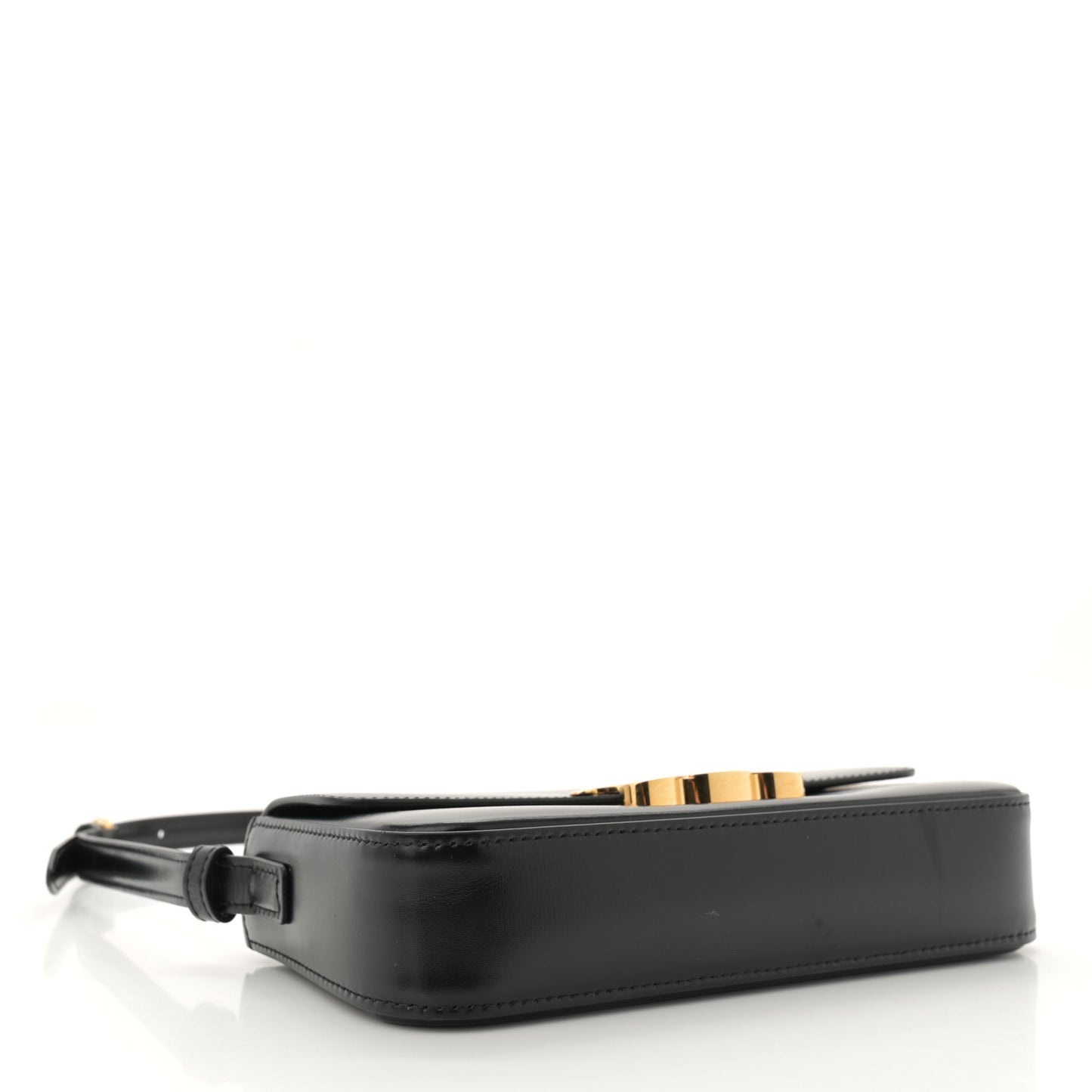 Shiny Calfskin Triomphe Shoulder Bag Black