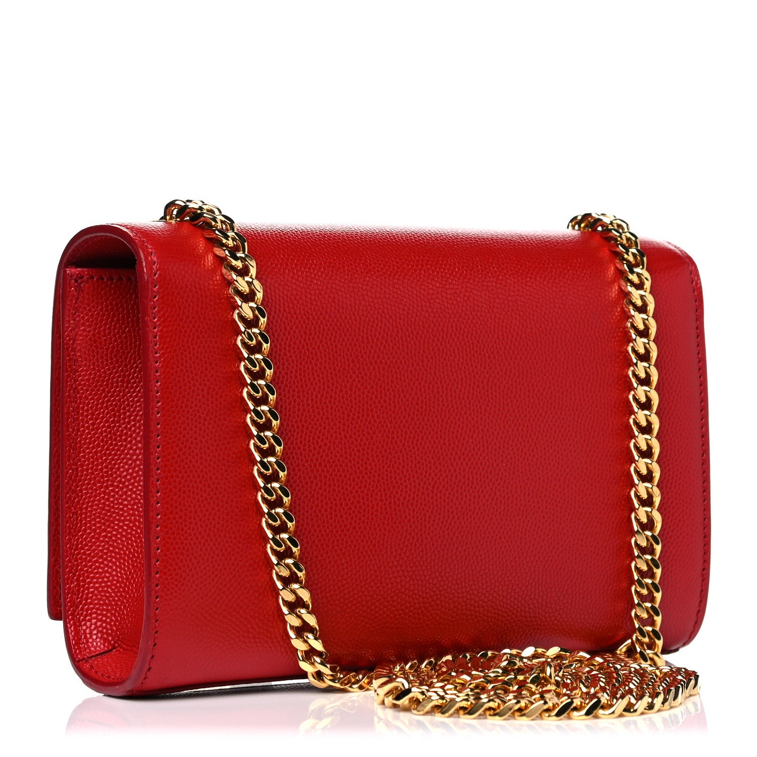 Saint Laurent Grain De Poudre Small Monogram Kate Satchel Red 3 of 11